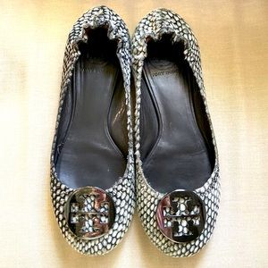 Tory Burch Reva Pony Hair Snakeskin Pattern Ballet Flats sz.6.5